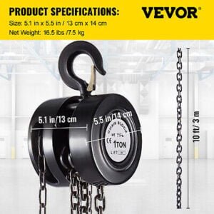 1Ton Chain Hoist Puller Block w/ 2 Hooks 10 Feet - Image 7