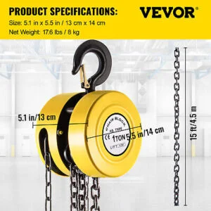1 Ton Chain Hoist Chain Puller Block 15 FT Lift - Image 7