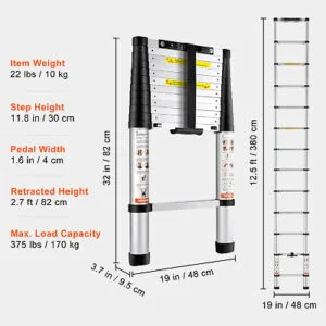Telescoping Ladder Extension 12.5 ft Portable - Image 7