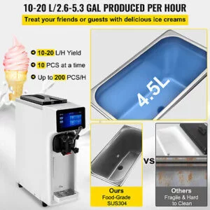Soft Serve Ice Cream Machine 10-20L/H Commercial Ice Cream Maker Tabletop - Image 3