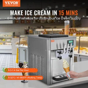 Commercial Soft Serve Ice Cream Machine 20-28L/H Yield 3 Flavor Countertop - Image 2