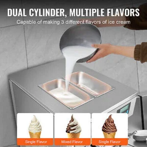 Commercial Soft Serve Ice Cream Machine 20-28L/H Yield 3 Flavor Countertop - Image 3