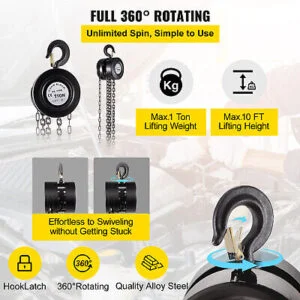 1Ton Chain Hoist Puller Block w/ 2 Hooks 10 Feet - Image 3