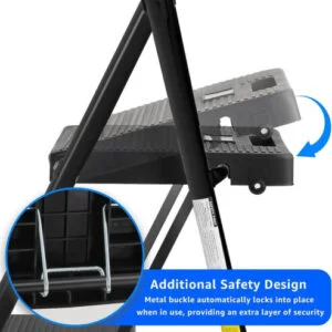 Steel Folding 3-Step Ladder Handle 330 Lbs Black - Image 6