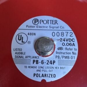 Potter Electric Signal Fire Alarm 6” Red Bell PB-6-24P 24vdc - Image 2