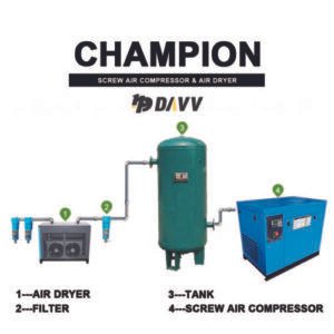 15KW Rotary Screw Air Compressor with Dryer - Image 4