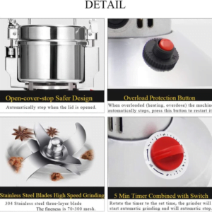 Electric Grain Mill Grinder Safety Upgraded Spice Grinder Pulverizer Stainl - Image 8